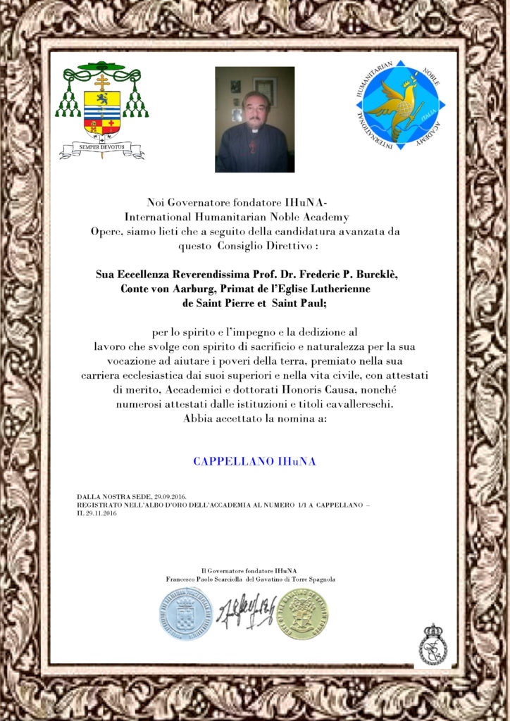 Attestato Frederic Burckle